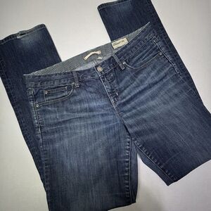 VTG Gap Jeans Low Rise Straight Leg‎ Womens Tall 14 36X35 Dark Wash Whiskers EUC
